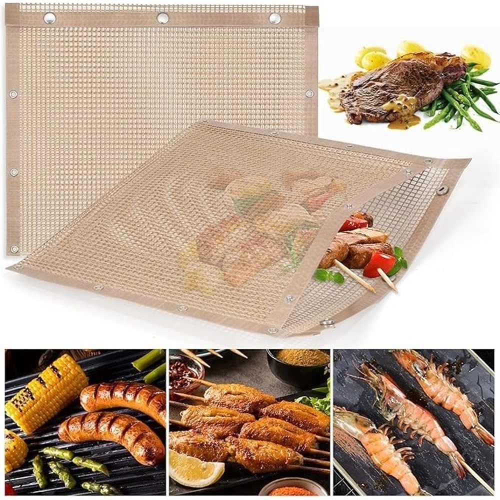 Looch Mesh Grill Bags 13.2x10.5 Inch Set of 2 Non-Stick Heavy Duty BBQ Pouches